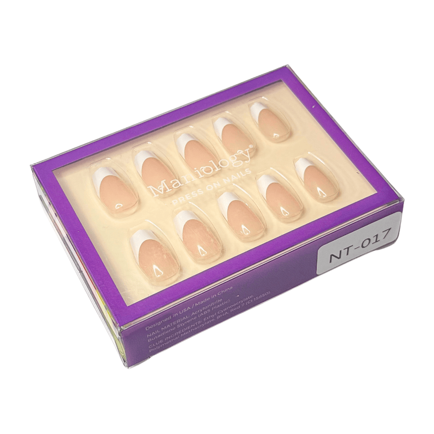 White Tie Press On Nails - Short Coffin