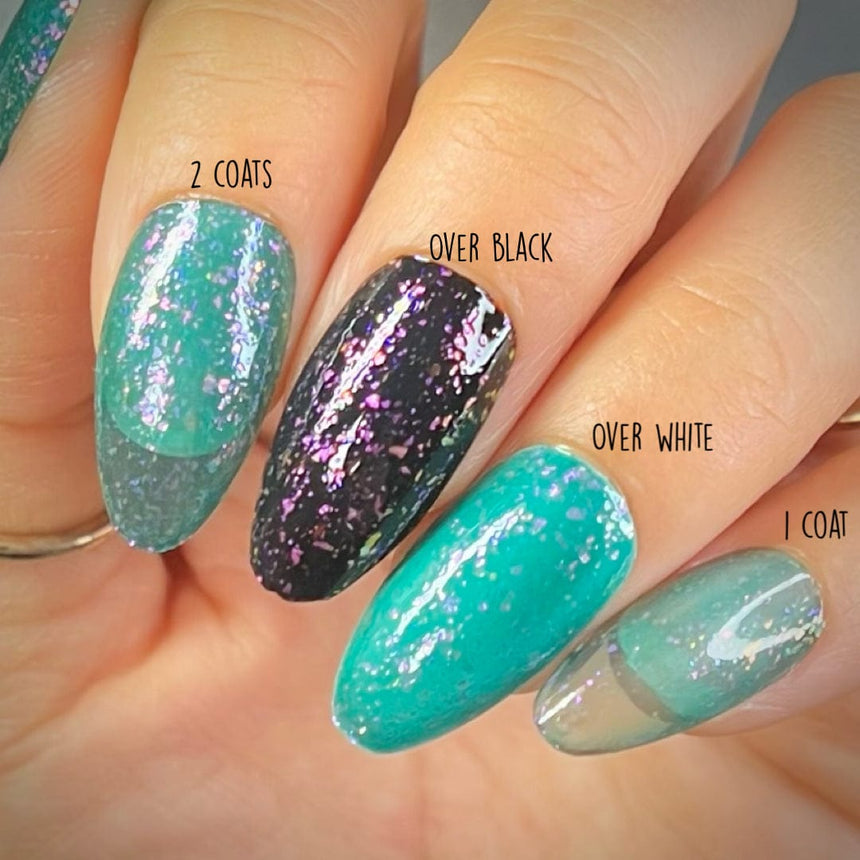 Woodland Walk: Ivy League (P154) - Green Jelly Flakies Nail Polish