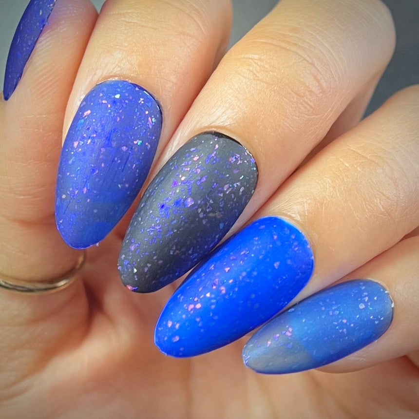 Woodland Walk: Northlight (P156) - Royal Blue Jelly Flakies Nail Polish