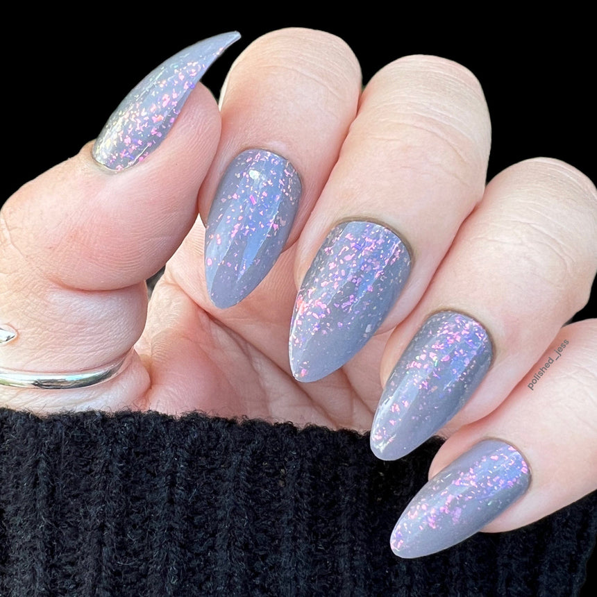 Woodland Walk: White Willow (P155) - Grey Jelly Flakies Nail Polish