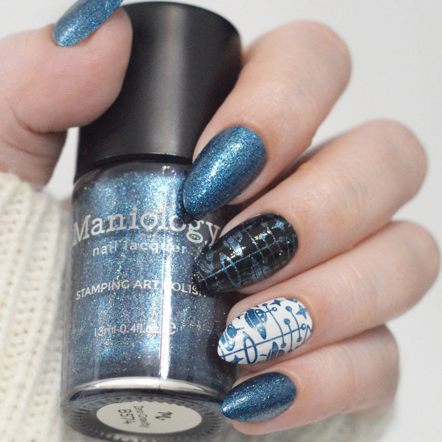 Zero Gravity (B574) - Metallic Blue with Holo Glitter Stamping Polish