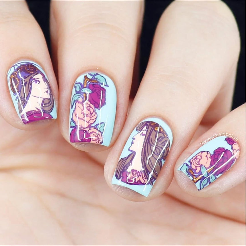 Art Nouveau: Floral Muse (MXM071) - Nail Stamping Plate