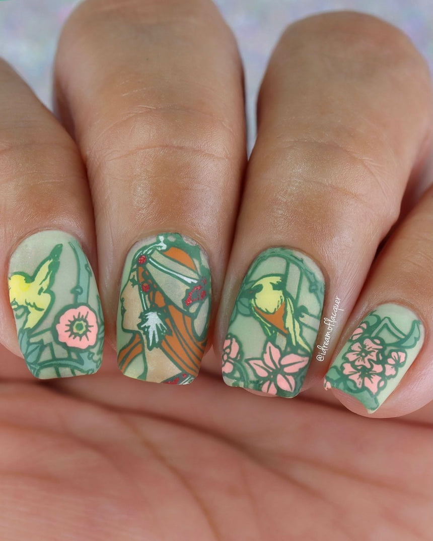 Art Nouveau: Tangled in Bloom (MXM072) - Nail Stamping Plate