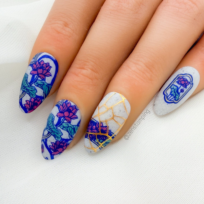 Fine China: Glazed Perfection (MXM169) - Nail Stamping Plate