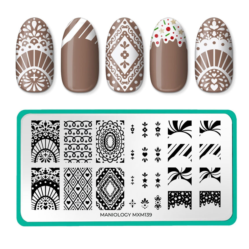Gingerbread House: Deck the Dough (MXM139) - Nail Stamping Plate