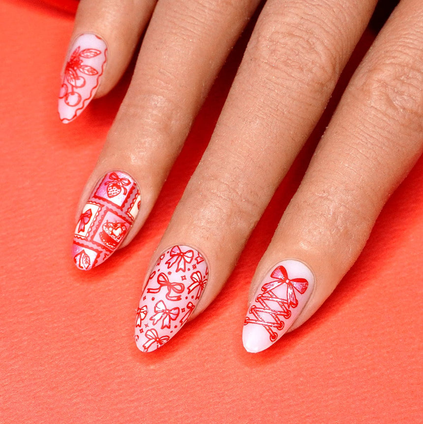 Coquette Valentines: Sweet Whimsy (MXM143) - Nail Stamping Plate