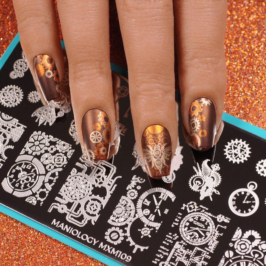 Steampunk: Gear & Grit (MXM109) - Nail Stamping Plate