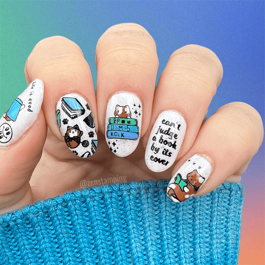Purrfect Prose: Paws & Pages (MXM119) - Nail Stamping Plate