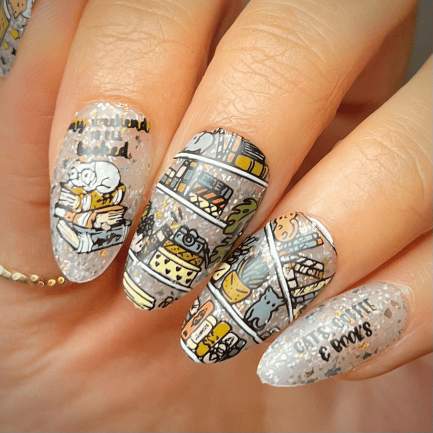 Purrfect Prose: Paws & Pages (MXM119) - Nail Stamping Plate