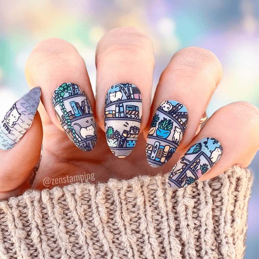 Purrfect Prose: Tales of Tails (MXM120) - Nail Stamping Plate