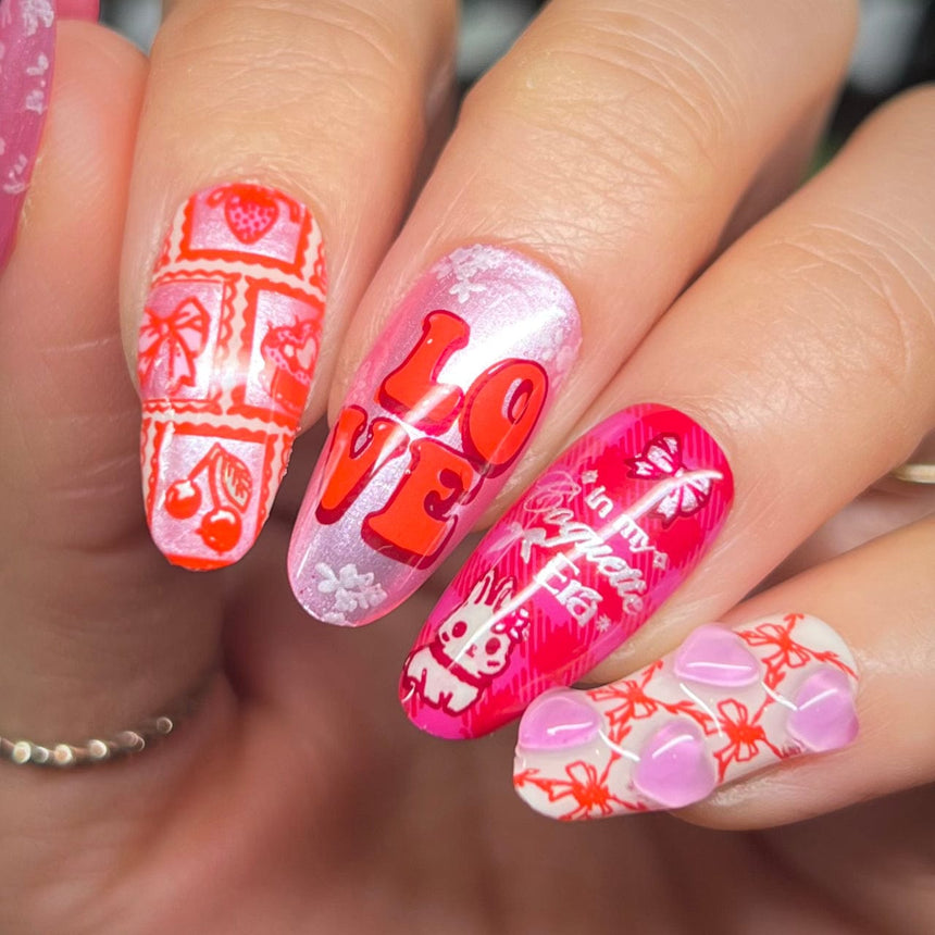 Coquette Valentines: Sweet Whimsy (MXM143) - Nail Stamping Plate