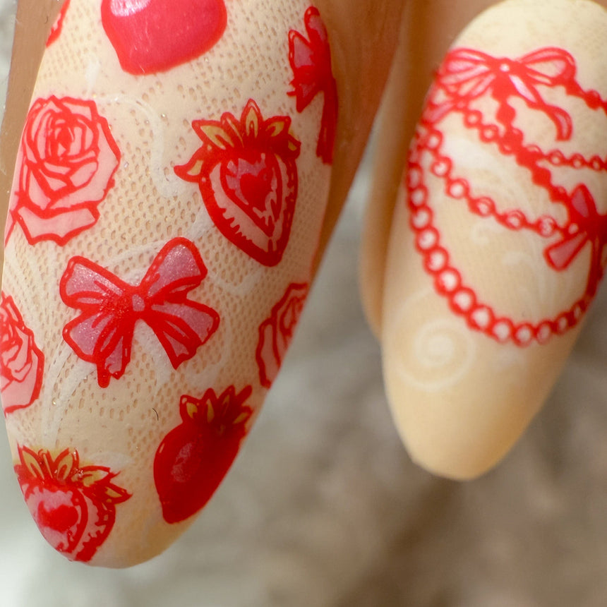 Coquette Valentines: Sweet Whimsy (MXM143) - Nail Stamping Plate