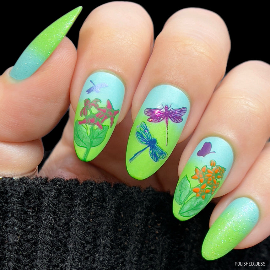 Sky Dancers: Flutter Pirouette (MXM123) - Nail Stamping Plate