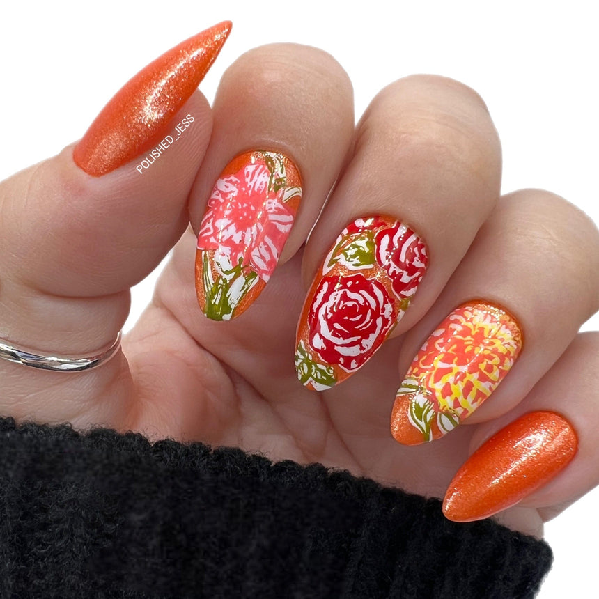 Bees & Blooms: In Full Bloom (MXM104) - Nail Stamping Plate