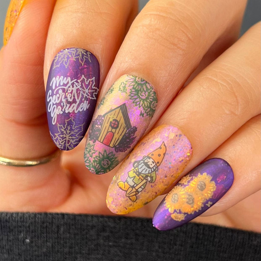 Garden Gnomes: Gnome Sweet Gnome (MXM113) - Nail Stamping Plate