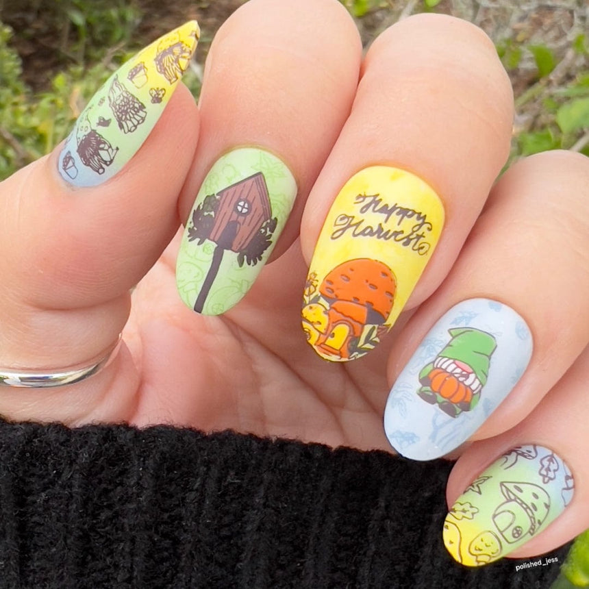 Garden Gnomes: Gnome Sweet Gnome (MXM113) - Nail Stamping Plate