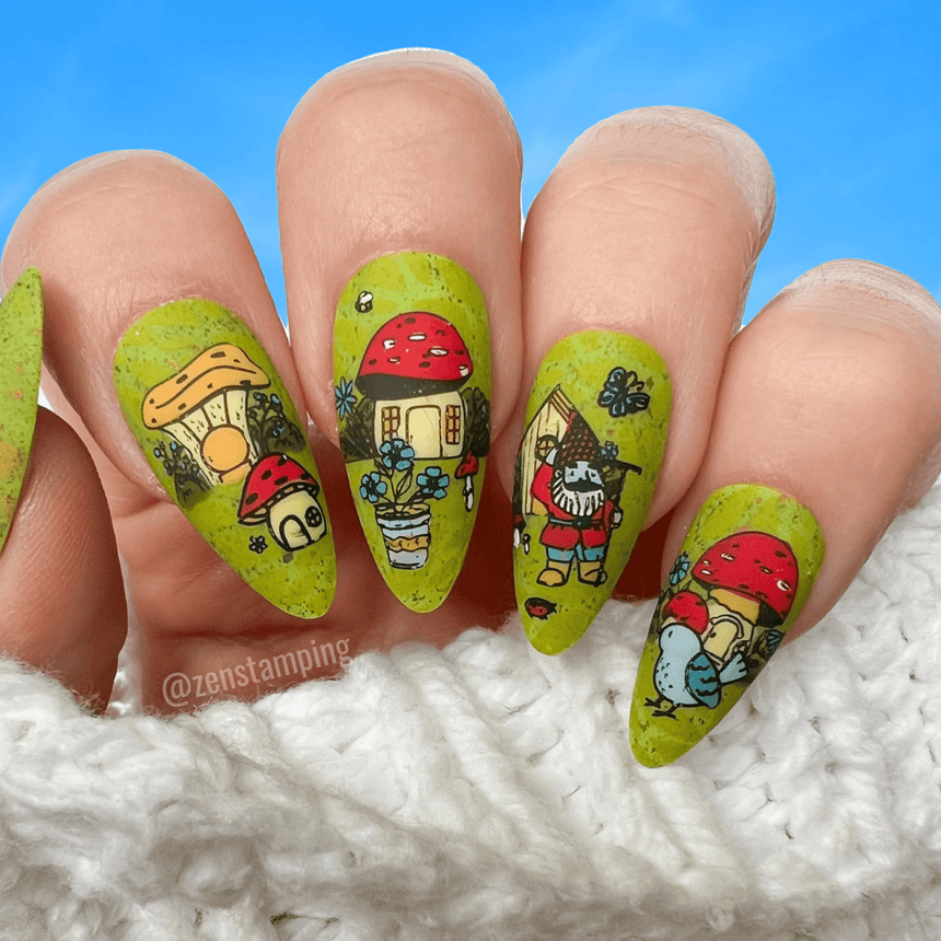 Garden Gnomes: Tales from Toadstool (MXM114) - Nail Stamping Plate