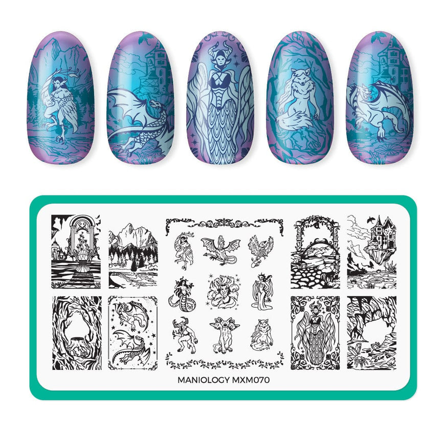 Mythical Creatures: Horns & Flames (MXM070) - Nail Stamping Plate