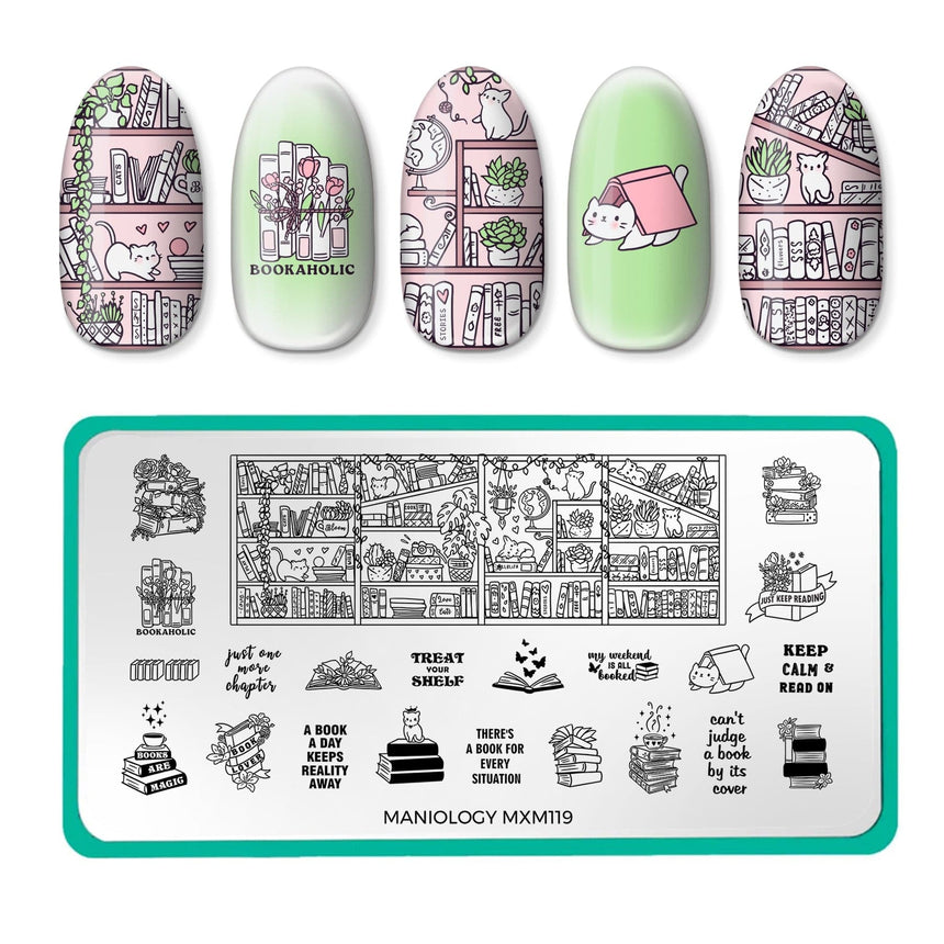 Purrfect Prose: Paws & Pages (MXM119) - Nail Stamping Plate