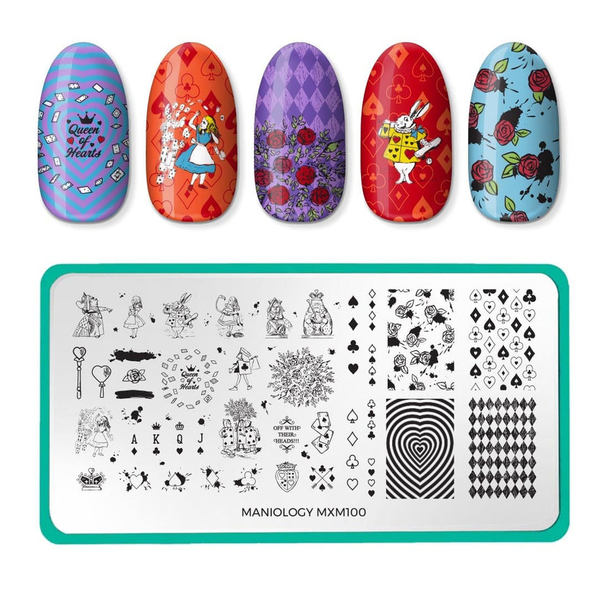 Through the Looking Glass: Hearts & Havoc (MXM100) - Nail Stamping Plate