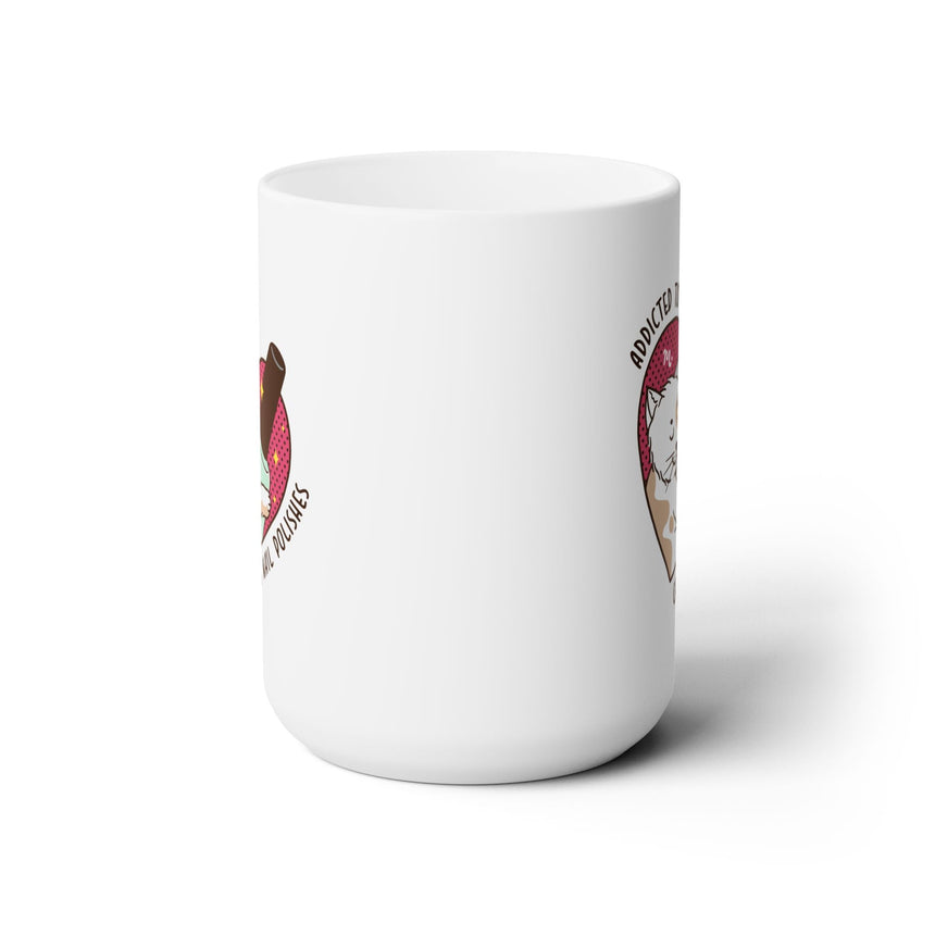 Addicted to Cats and Nail Polishes Ceramic Coffee Mug 15oz