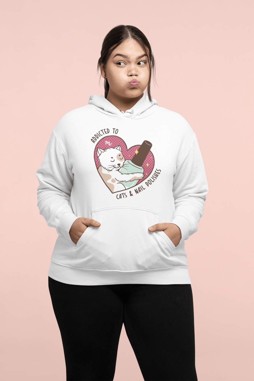 Addicted to Cats And Nail Polishes - Heavy Blend Hoodie Sweatshirt