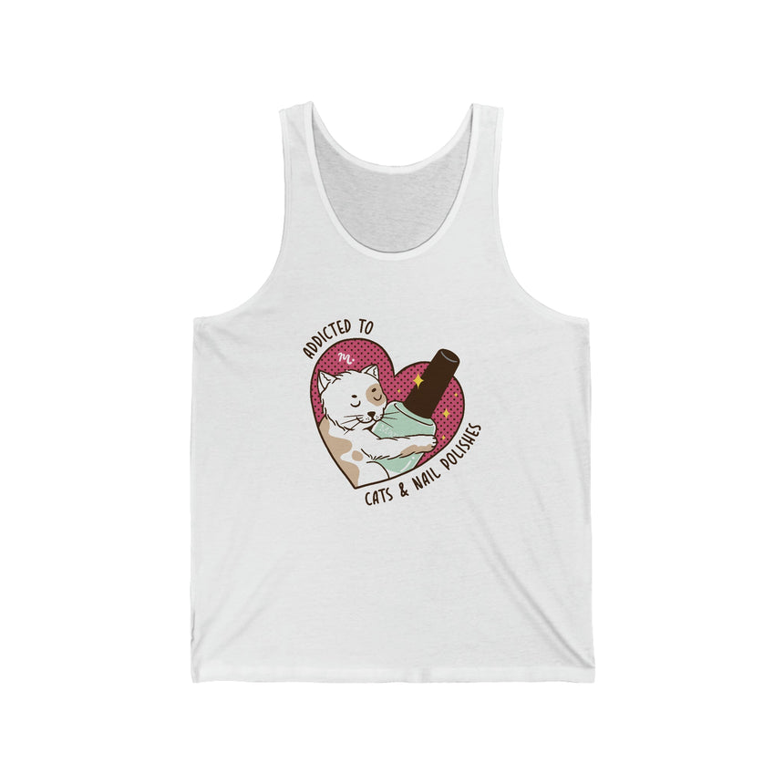 Addicted to Cats and Nail Polishes - Jersey Tank Top