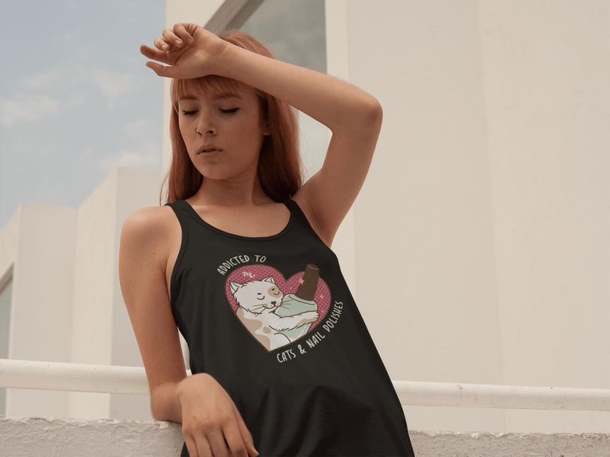 Addicted to Cats and Nail Polishes - Jersey Tank Top