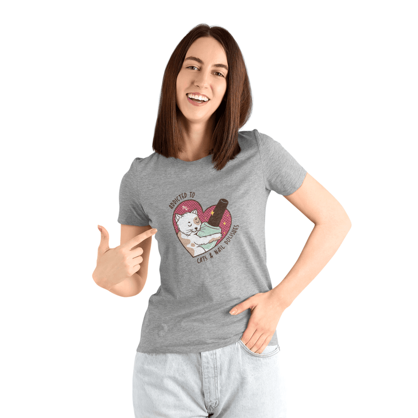 Addicted to Cats and Nail Polishes - Short Sleeve T-shirt