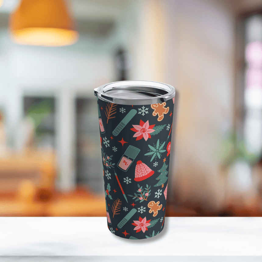 Festively Manicured Black Tumbler 20oz
