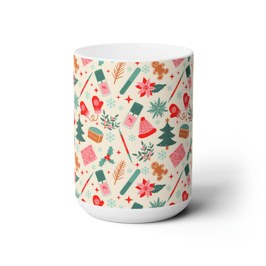 Festively Manicured Ceramic Coffee Mug 15oz