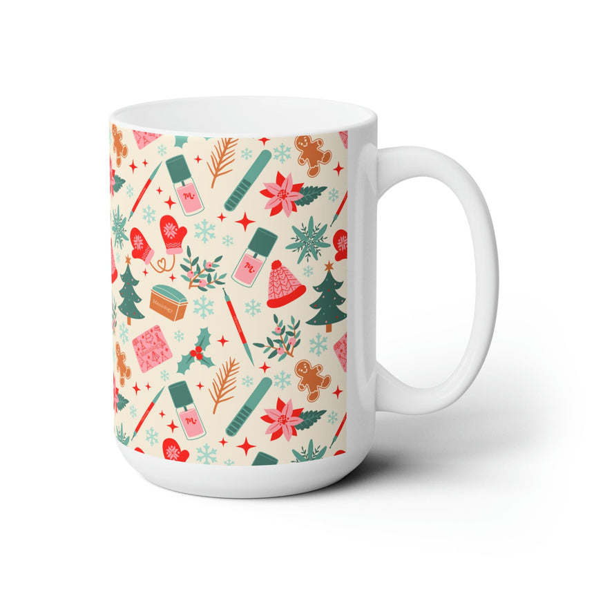 Festively Manicured Ceramic Coffee Mug 15oz