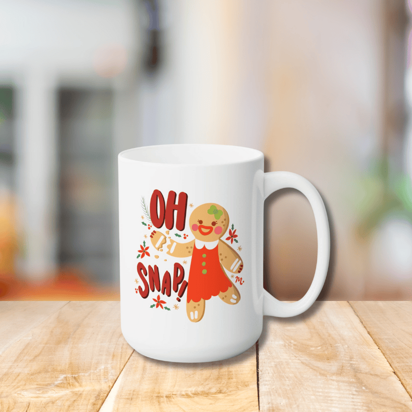 Oh Snap Gingerbread Ceramic Coffee Mug 15oz
