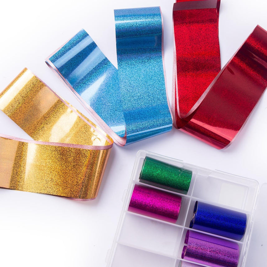 10pc Holographic Dazzling Nail Art Foil Sheets Set
