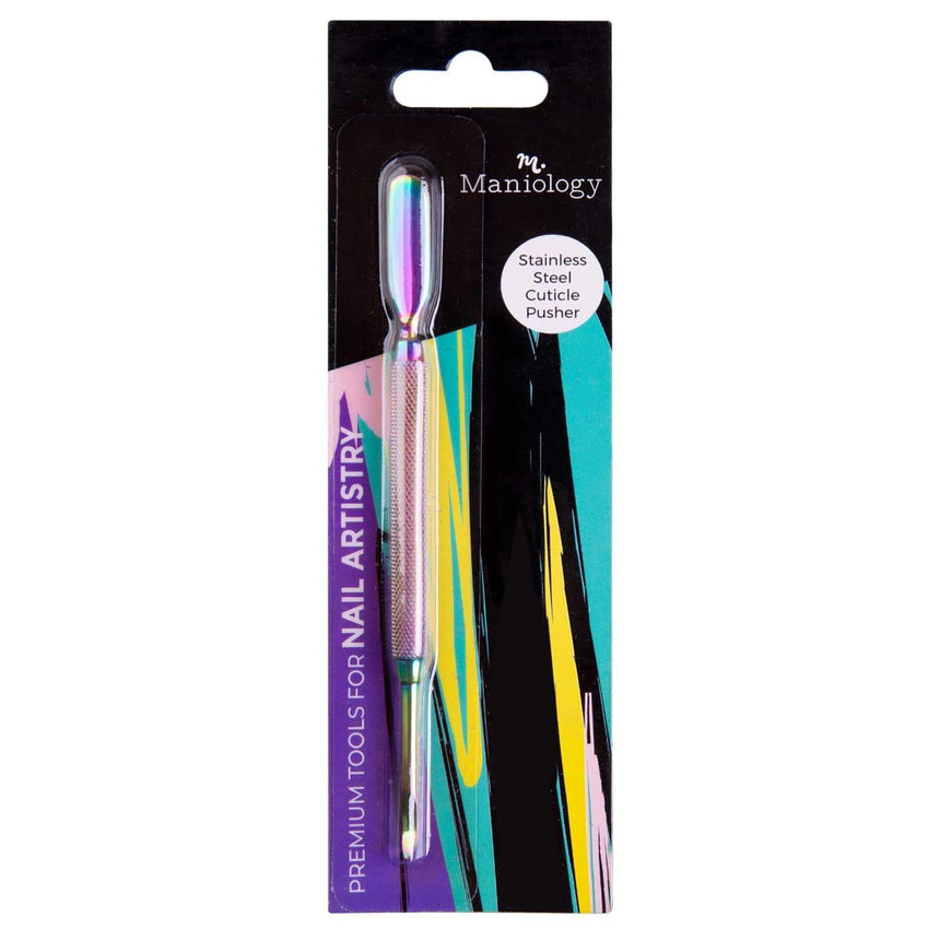 2-in-1 Double-Sided Stainless Steel Cuticle Pusher - Iridescent Rainbow Finish