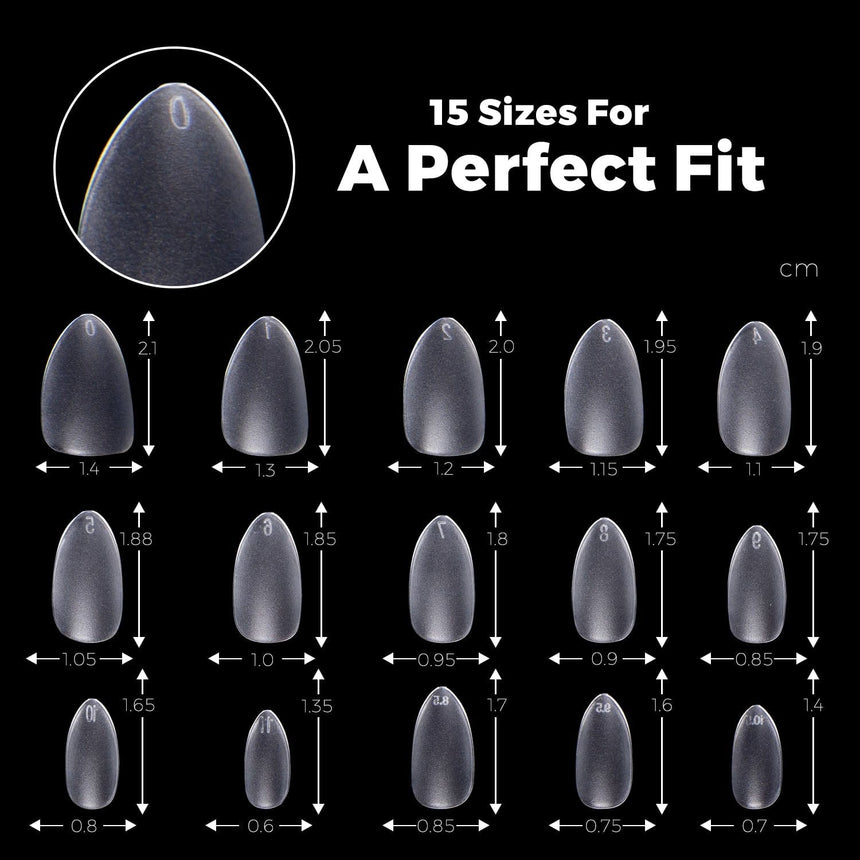 300pcs Full Cover Nail Tips for Extension in 15 Sizes - Short Almond