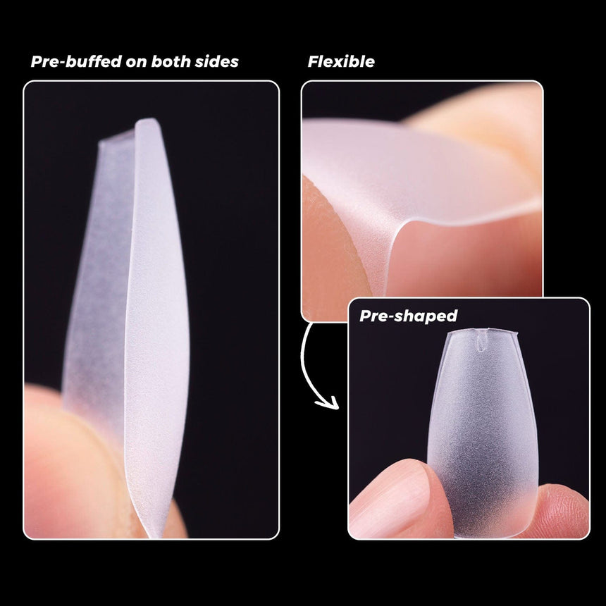 300pcs Full Cover Nail Tips for Extension in 15 Sizes - Medium Coffin