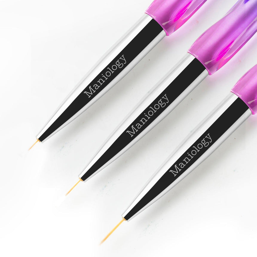 3pc Detailing Brush Set w/ Rainbow Gradient Acrylic Handles