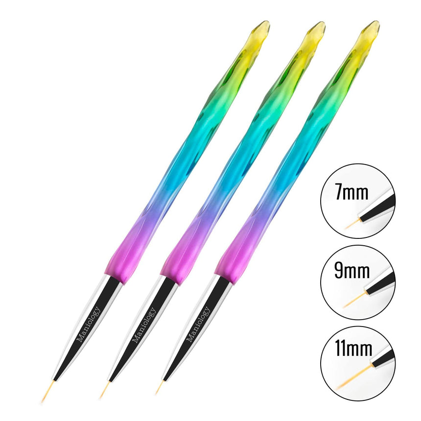3pc Detailing Brush Set w/ Rainbow Gradient Acrylic Handles