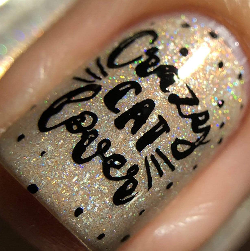 Manicured nail art tip with cats design by Maniology.