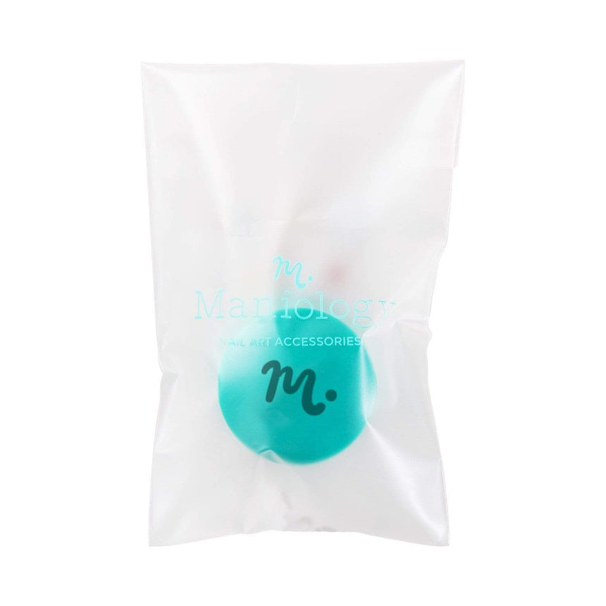 A Big Gummy XL Round Opaque Yellow/Teal Nail Stamper with a 1.5 inch diameter stamping head by Maniology.