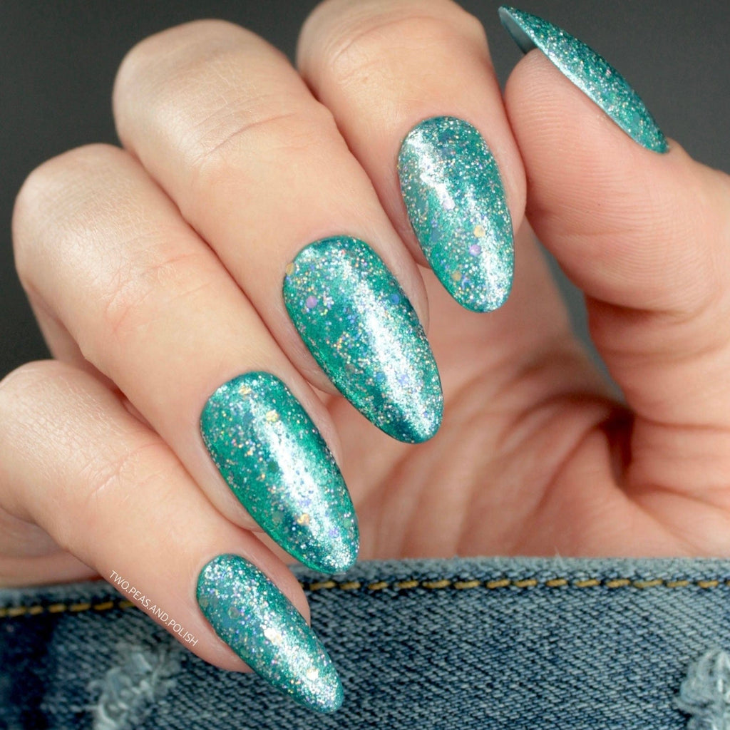 teal green nail designs