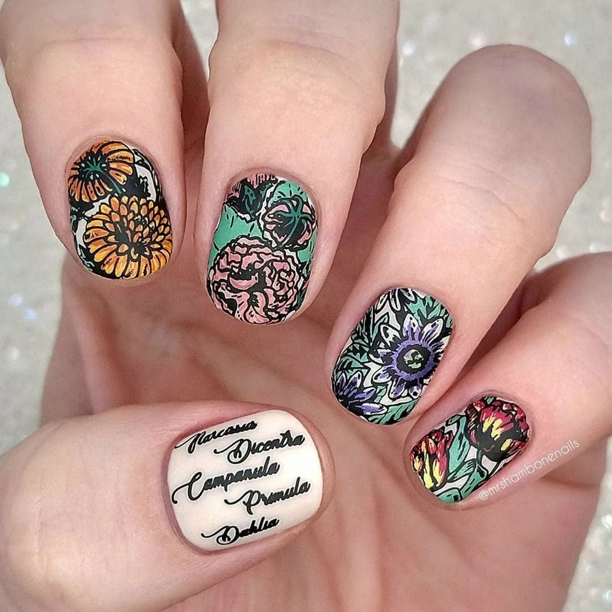 Botanicals: Garden Party / Desert Rose (m067) - Nail Stamping Plate