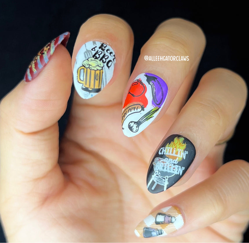 Chillin’ and Grillin’ (M318) - Nail Stamping Plate