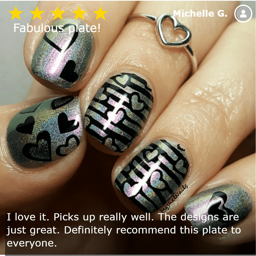 Classic Beauty: Hearts + Stars (XL355) - Nail Stamping Plate