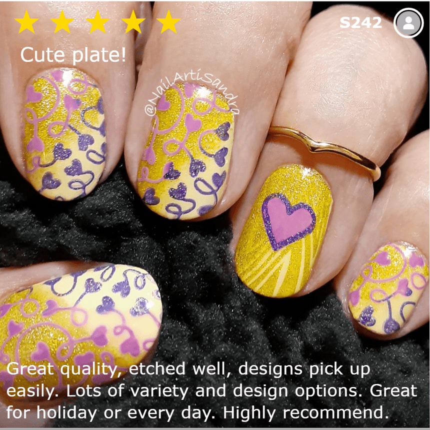 Classic Beauty: Hearts + Stars (XL355) - Nail Stamping Plate