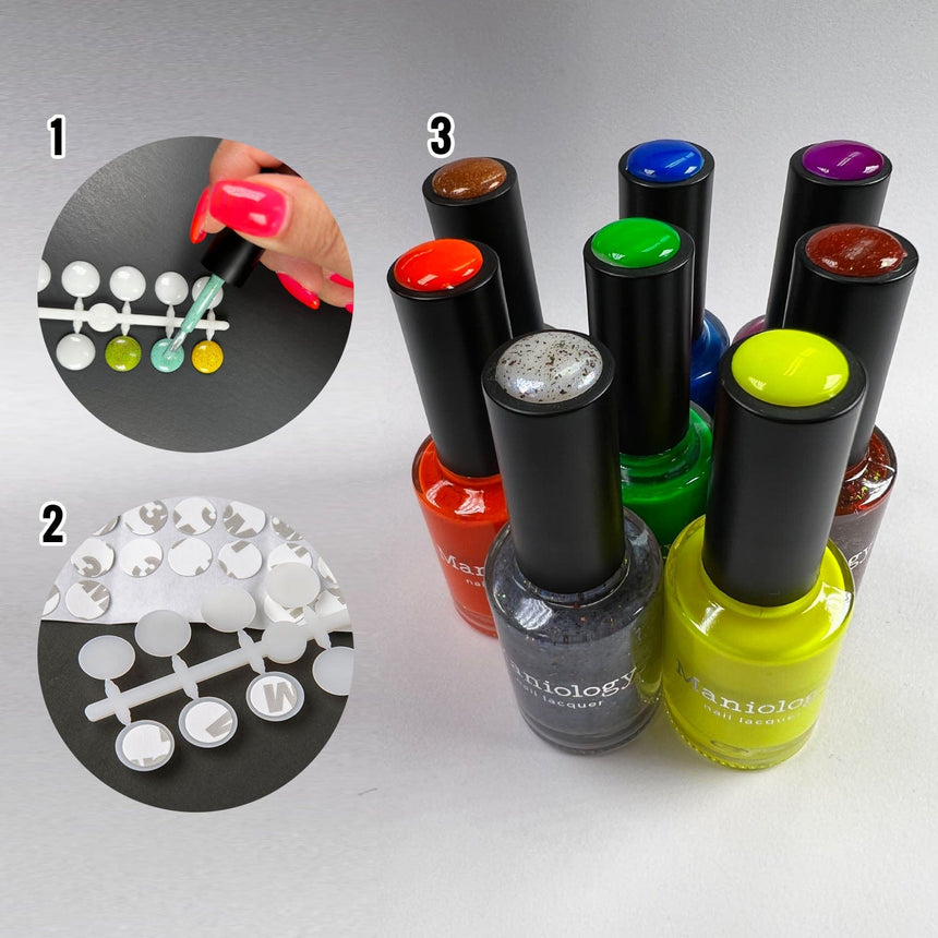Clear Self-Adhesive Nail Polish Swatch Dots - Set of 120