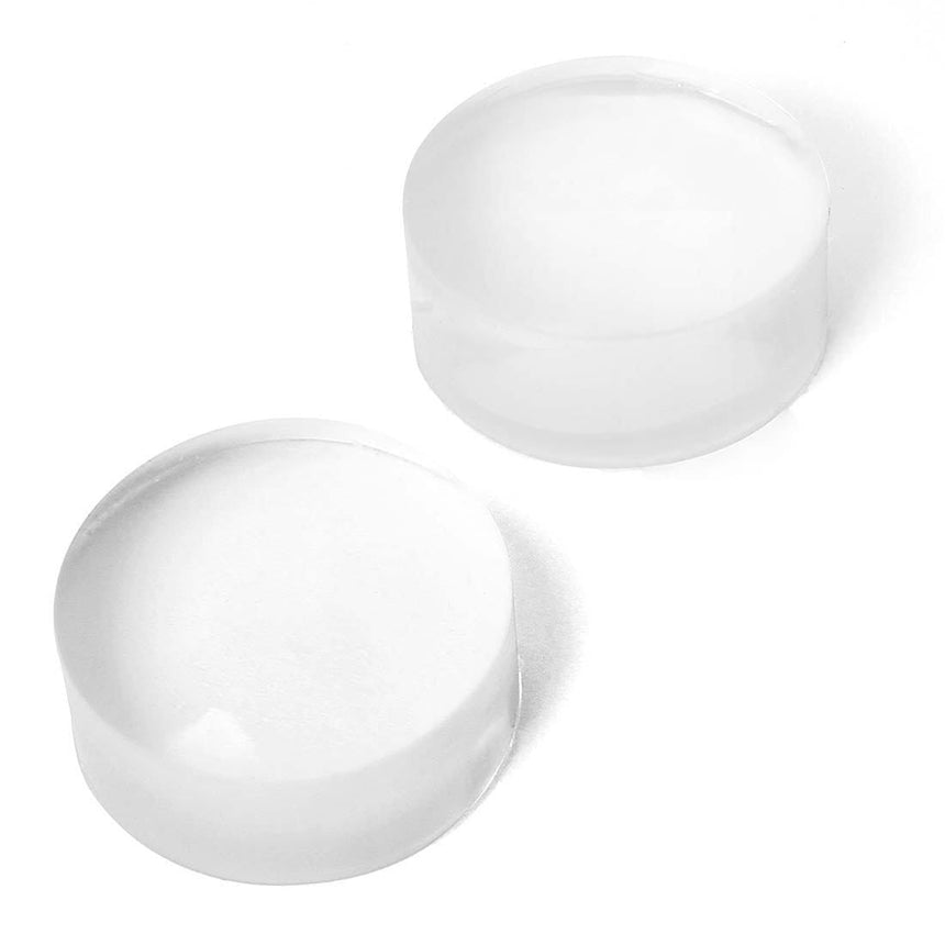 A set of 2 1.1 in. diameter Clear Silicone Replacement Stamping Heads (No Handle).