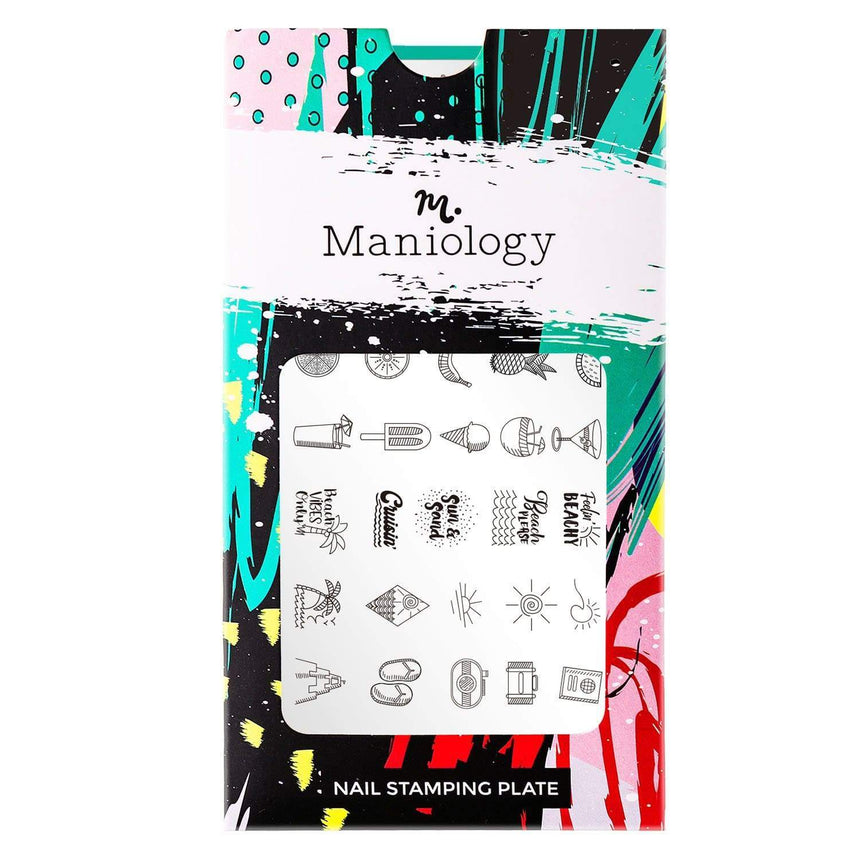 A nail stamping plate with summer designs by Maniology Sun & Sand (m104).