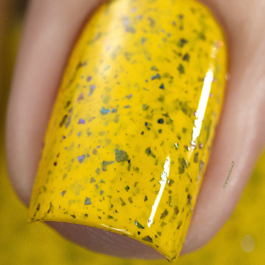 Spring Sonata: Dandelion (P126) - Mustard with Glitter Flakies Nail Polish